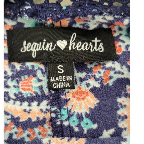 Sequin Hearts Dress Womens Small Midi Boho Cottage Core Peasant Whimsical Dress - Picture 5 of 7